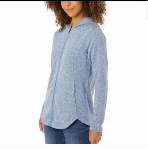 Eddie Bauer women Radiator Fleece 2.0 Long Full-zip hooded Jacket BLUE